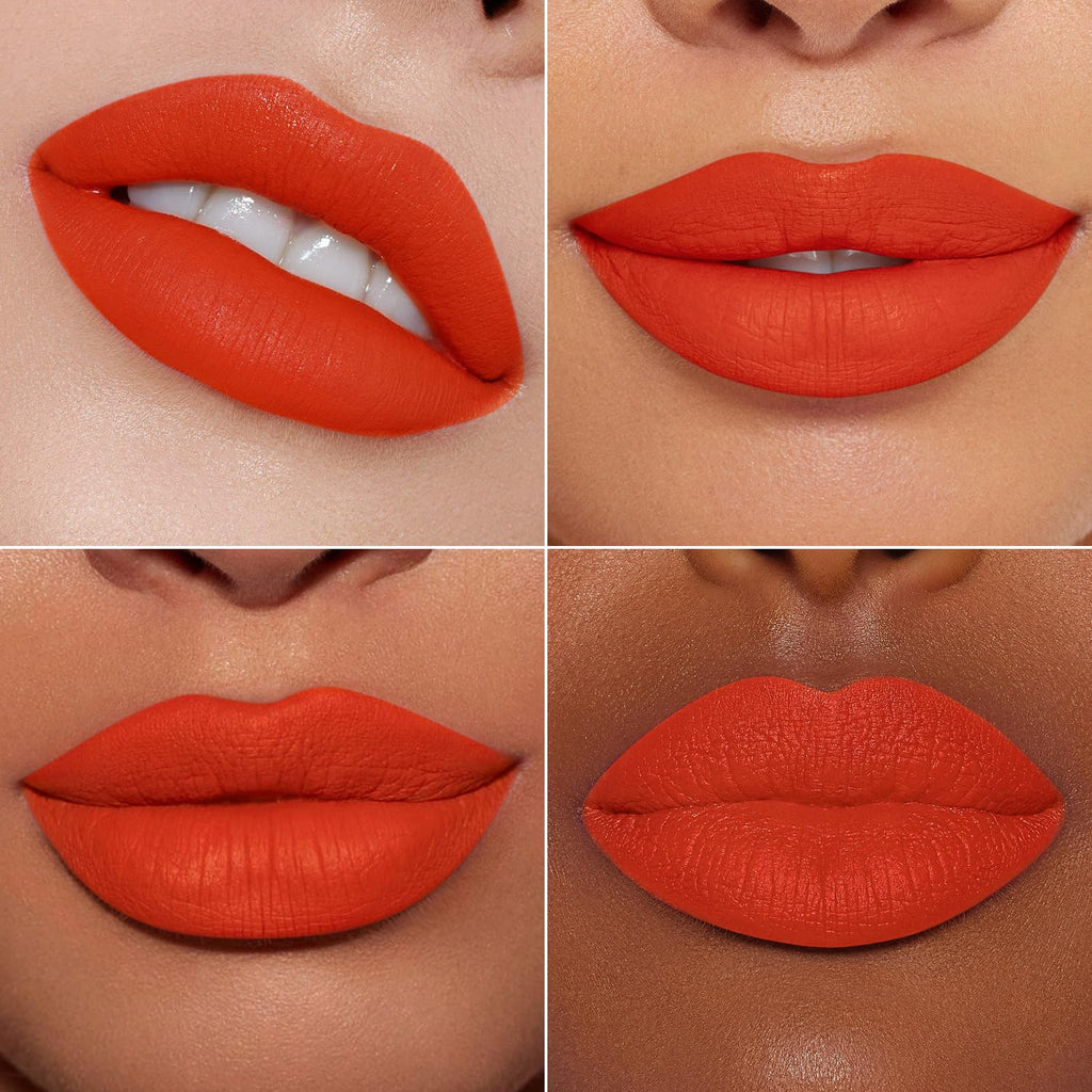 MAKI YIKA 3Pcs Matte Lipstick Set – Red, Nude & Orange; Long-Lasting, Transfer-Proof, Smudge-Resistant