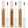 MAKI YIKA 3Pc Metallic Lipstick – Pink Nude Brown High Shine, Long-Lasting Transfer-Proof