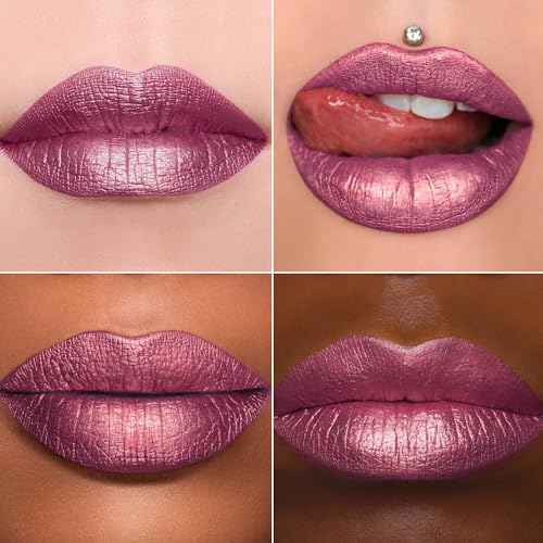 MAKI YIKA 3Pc Metallic Lipstick – Pink Nude Brown High Shine, Long-Lasting Transfer-Proof