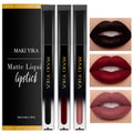 MAKI YIKA 3Pcs Matte Lipstick Set — Long-Lasting, Transfer-Proof (Red, Nude, Dark Red)