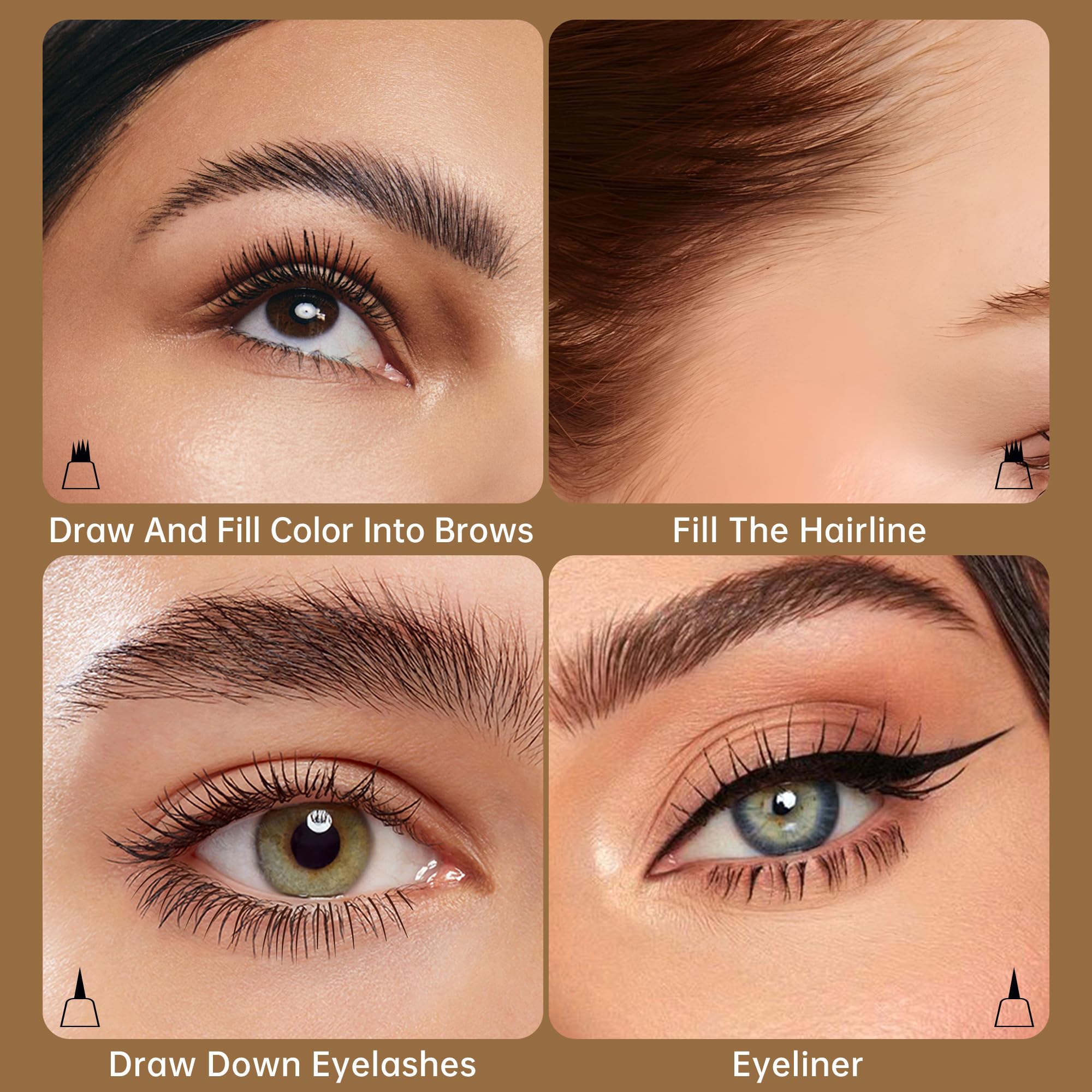 MAKI YIKA Microblading Eyebrow Pencil – Waterproof Dual-Ended Brow Pen with 4-Fork Tip (A-Black)