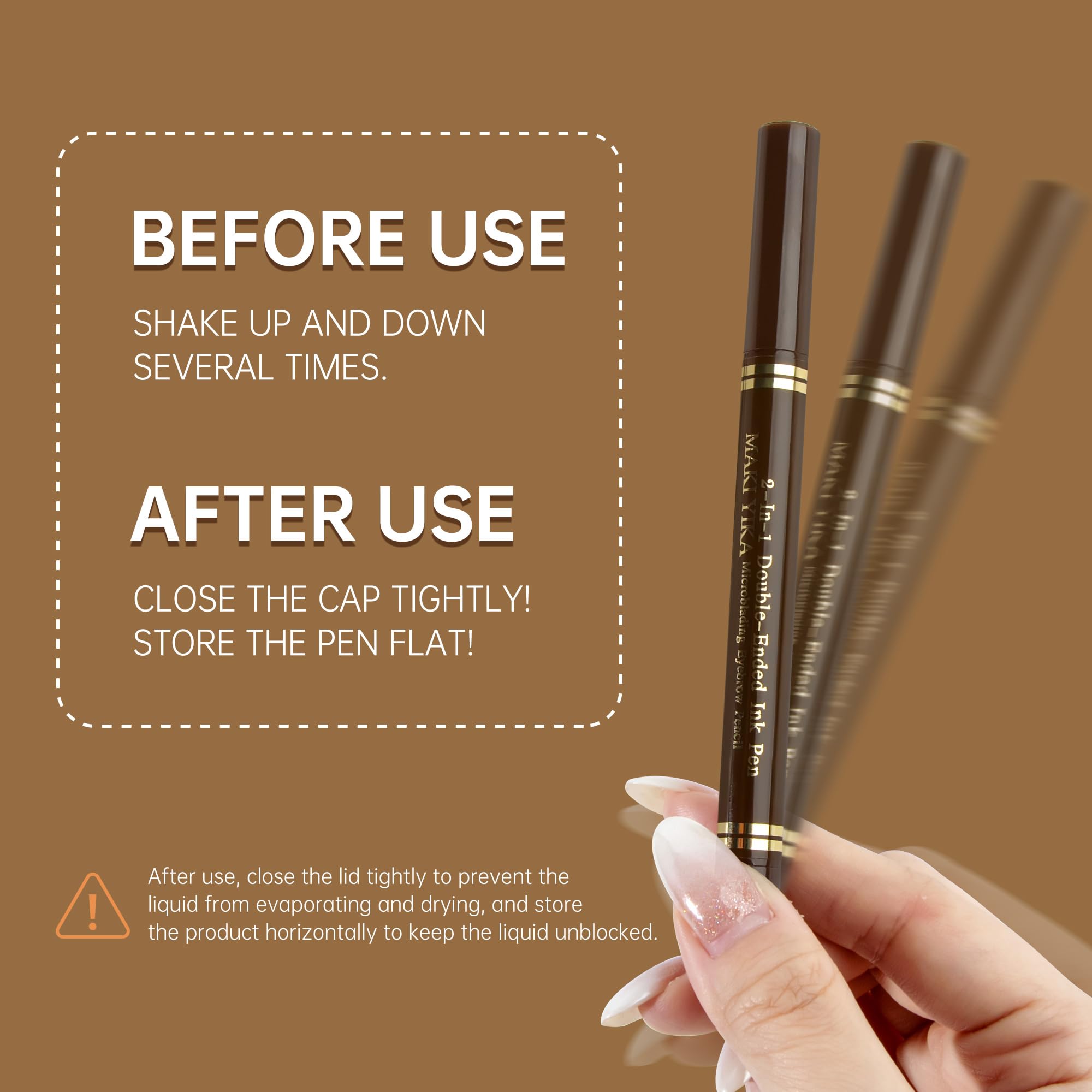 MAKI YIKA Microblading Eyebrow Pencil – Waterproof Dual-Ended Brow Pen with 4-Fork Tip (A-Black)