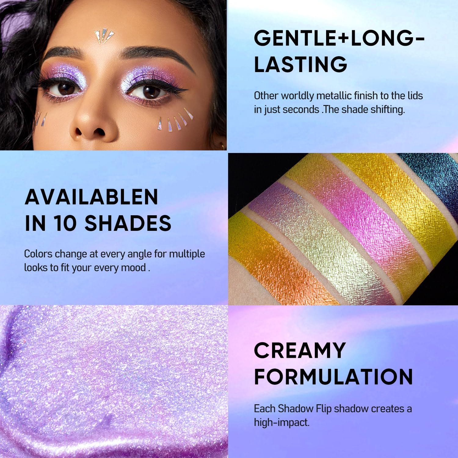 MAKI YIKA 3-Piece Glitter Liquid Eyeshadow – Multichrome Topper, Long-Lasting, Vegan & Cruelty-Free