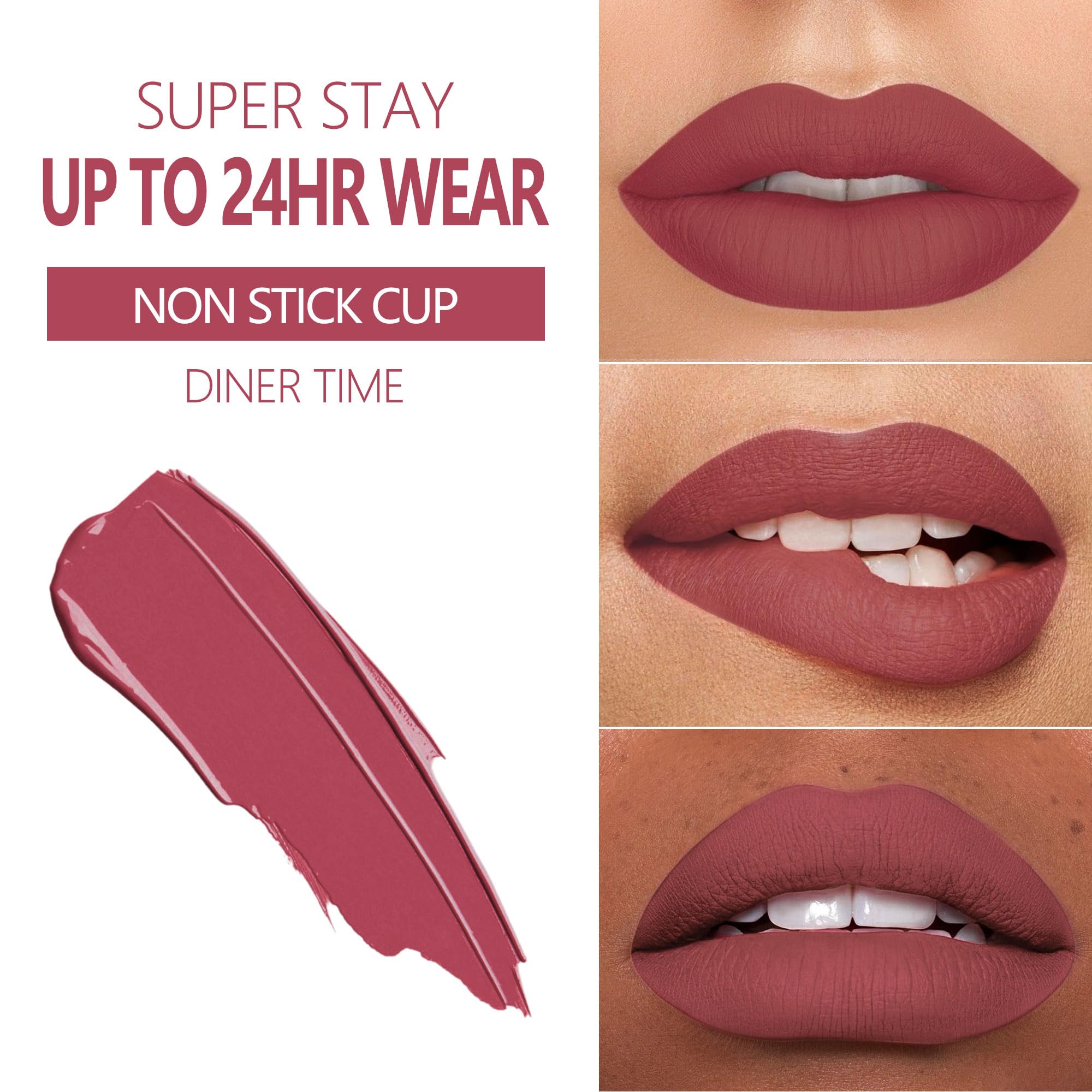 MAKI YIKA 3Pcs Matte Lipstick Set — Long-Lasting, Transfer-Proof (Red, Nude, Dark Red)