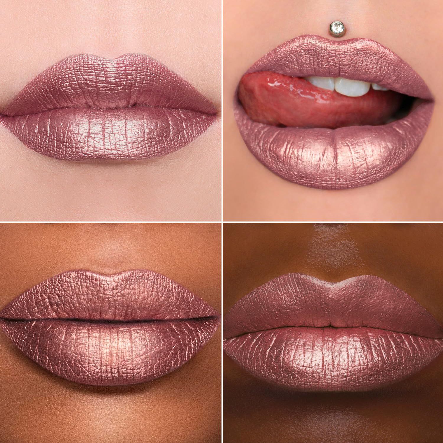 MAKI YIKA 3Pc Metallic Lipstick Set – Long-Lasting, Transfer-Proof High Shine Lipstick in Hot Pink, Red & Brown