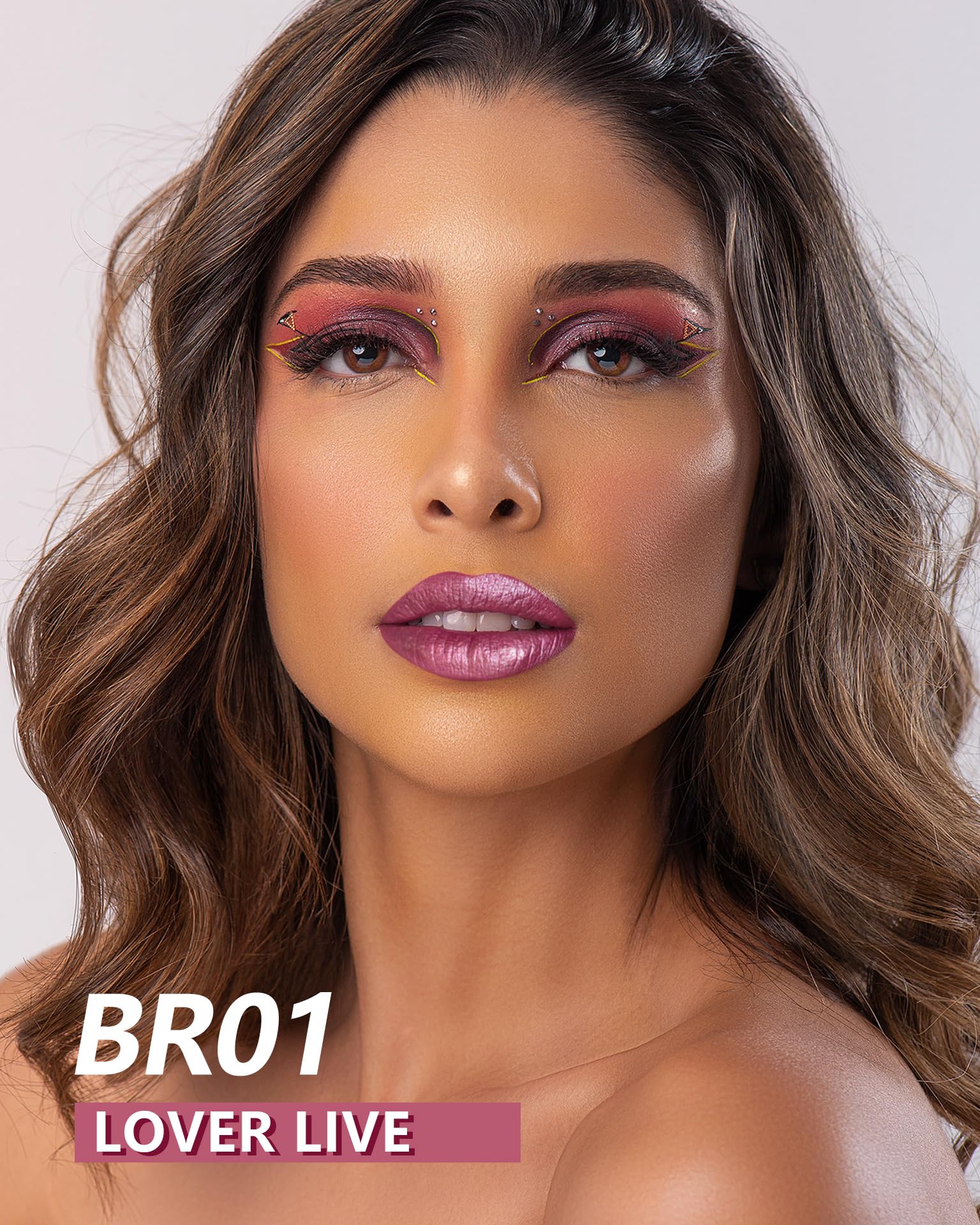 MAKI YIKA 3Pc Metallic Lipstick – Pink Nude Brown High Shine, Long-Lasting Transfer-Proof