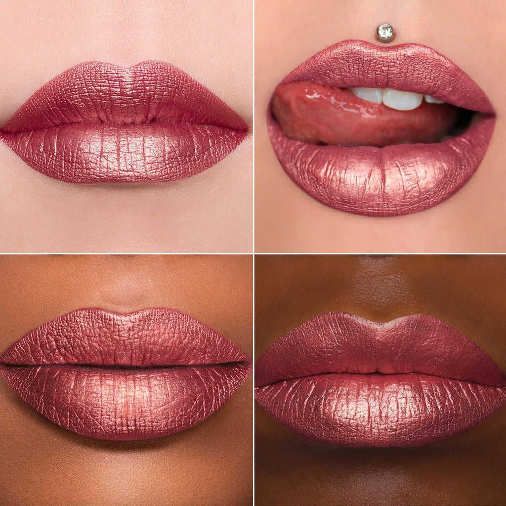 MAKI YIKA 3Pc Metallic Lipstick Set – Long-Lasting, Transfer-Proof High Shine Lipstick in Hot Pink, Red & Brown