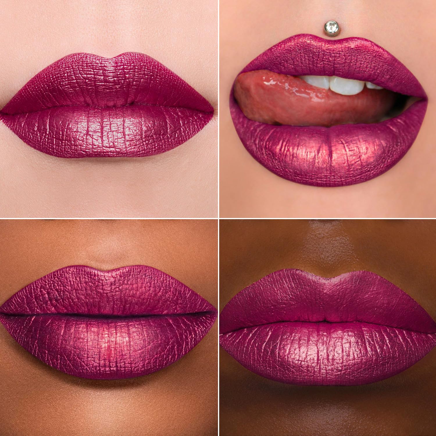 MAKI YIKA 3Pc Metallic Lipstick Set – Long-Lasting, Transfer-Proof High Shine Lipstick in Hot Pink, Red & Brown
