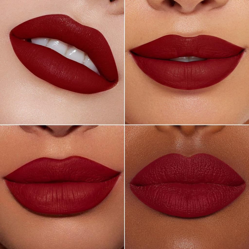 MAKI YIKA 3Pcs Matte Lipstick Set – Red, Nude & Orange; Long-Lasting, Transfer-Proof, Smudge-Resistant