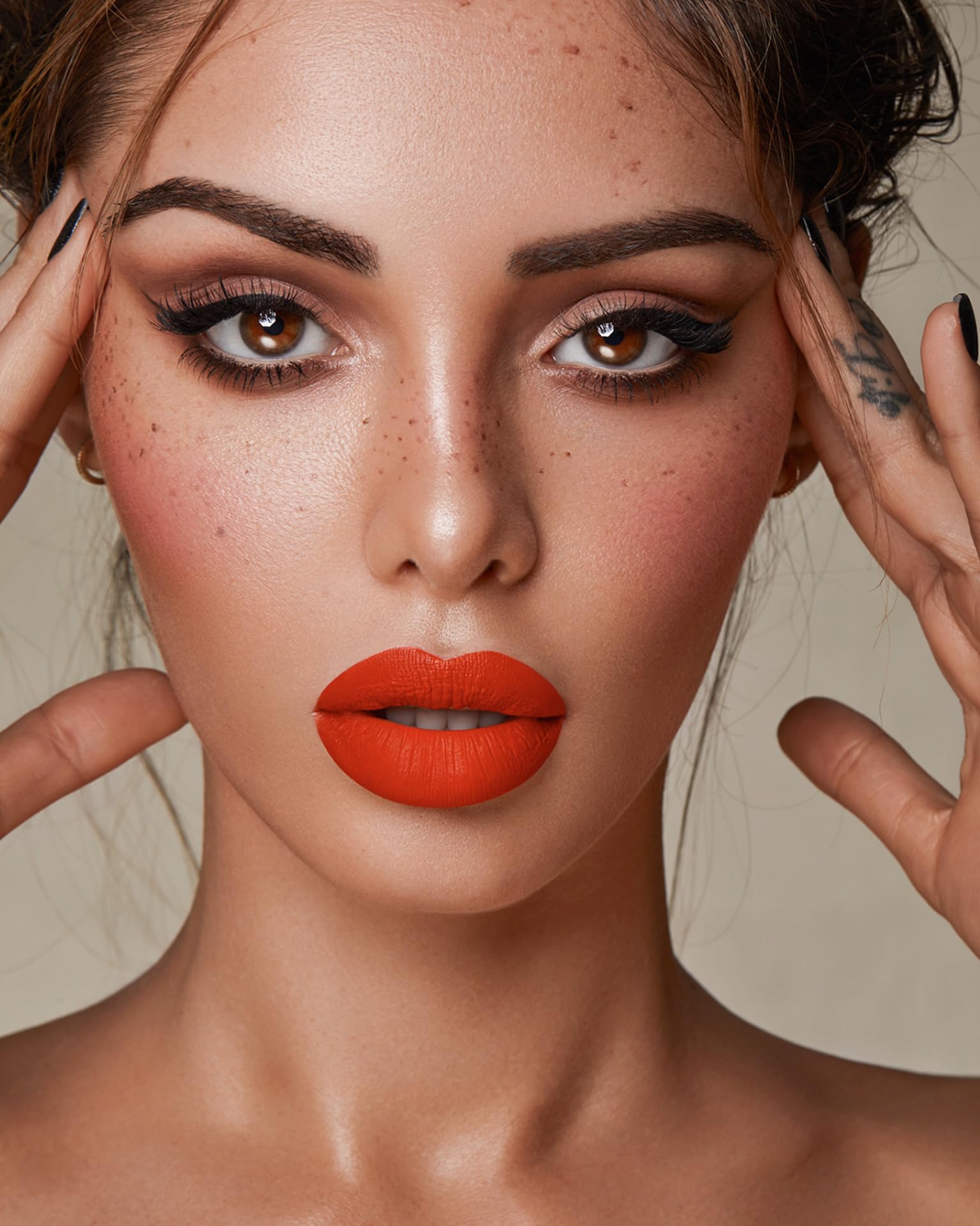 MAKI YIKA 3Pcs Matte Lipstick Set – Red, Nude & Orange; Long-Lasting, Transfer-Proof, Smudge-Resistant