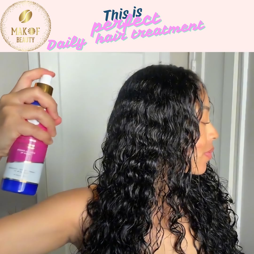 MAKOF BEAUTY Leave-In Conditioner Spray – Instant Detangling, 3-in-1 Anti-Frizz Hydration with Argan Oil & Rosemary, 8 oz