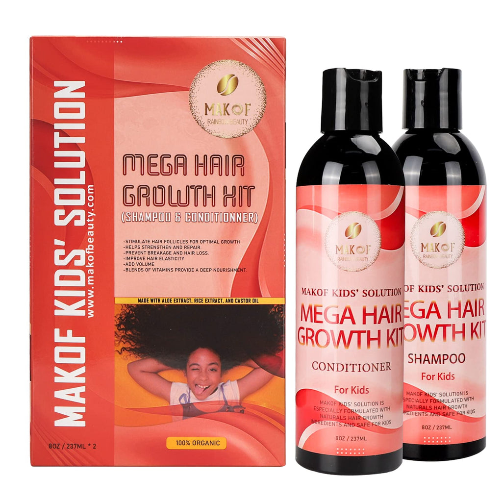 MAKOF Kid’s Hair Growth Set – Gentle Organic Shampoo, Conditioner, Oils, Mask & Leave-in