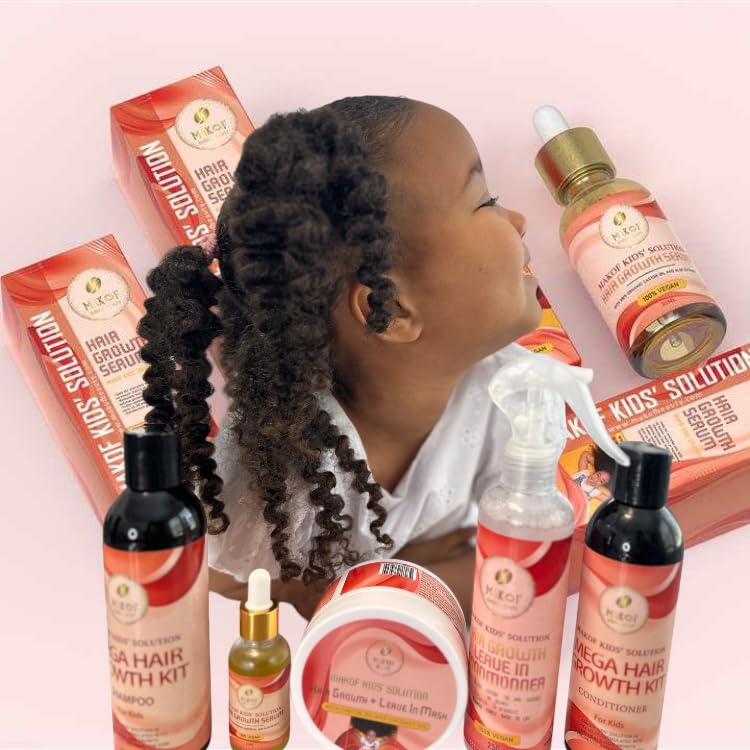 MAKOF Kid’s Hair Growth Set – Gentle Organic Shampoo, Conditioner, Oils, Mask & Leave-in