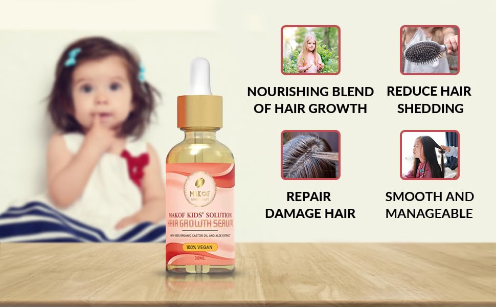 MAKOF Kid’s Hair Growth Set – Gentle Organic Shampoo, Conditioner, Oils, Mask & Leave-in