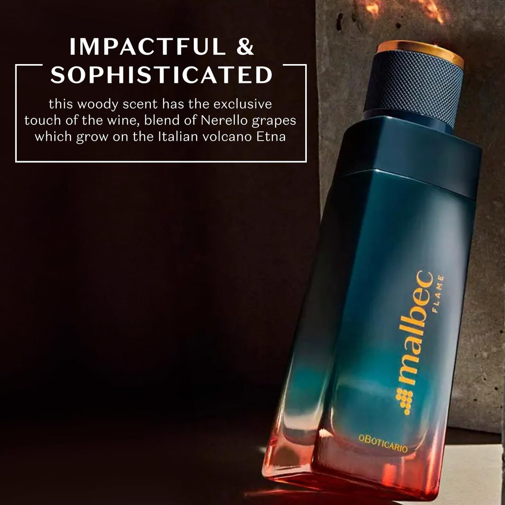 Malbec Flame Eau de Toilette by O Boticário | Nerello Grape & French Oak Aged Scent, 3.4 oz