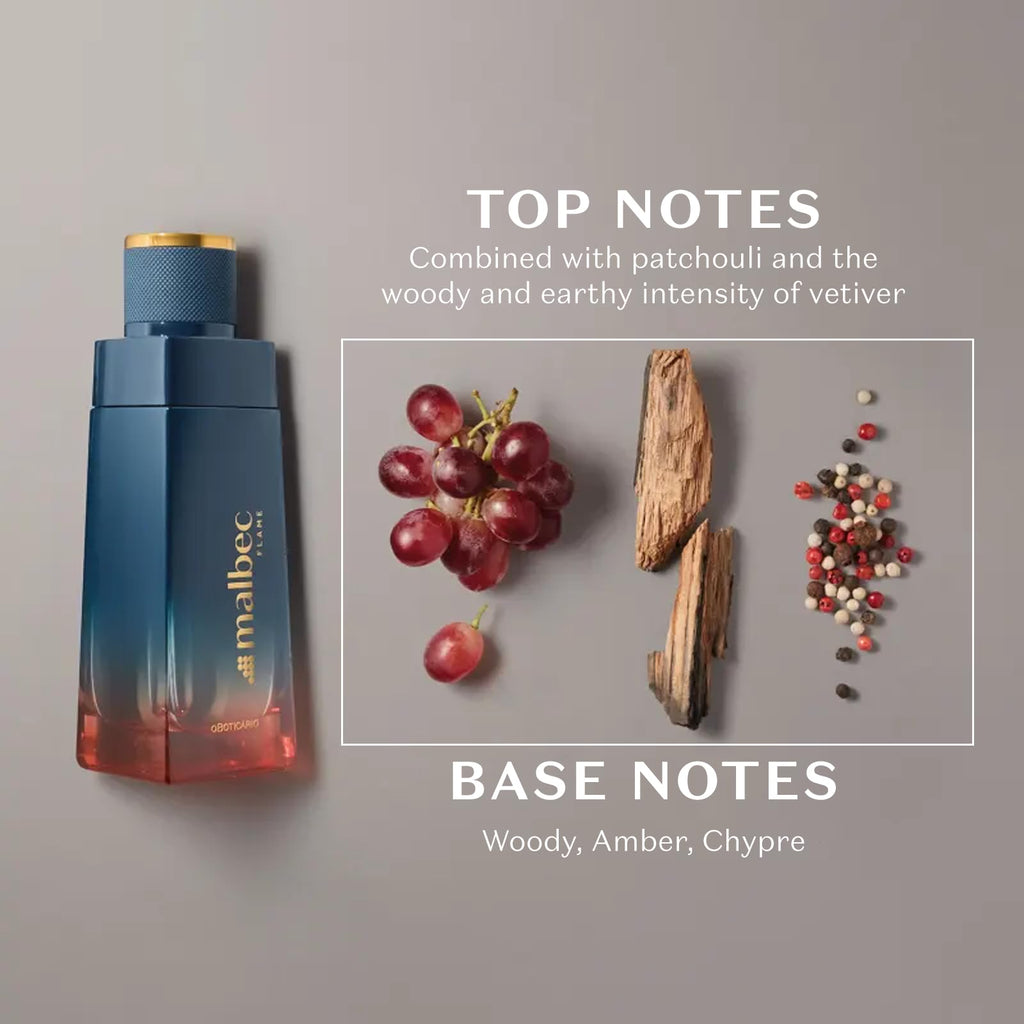 Malbec Flame Eau de Toilette by O Boticário | Nerello Grape & French Oak Aged Scent, 3.4 oz