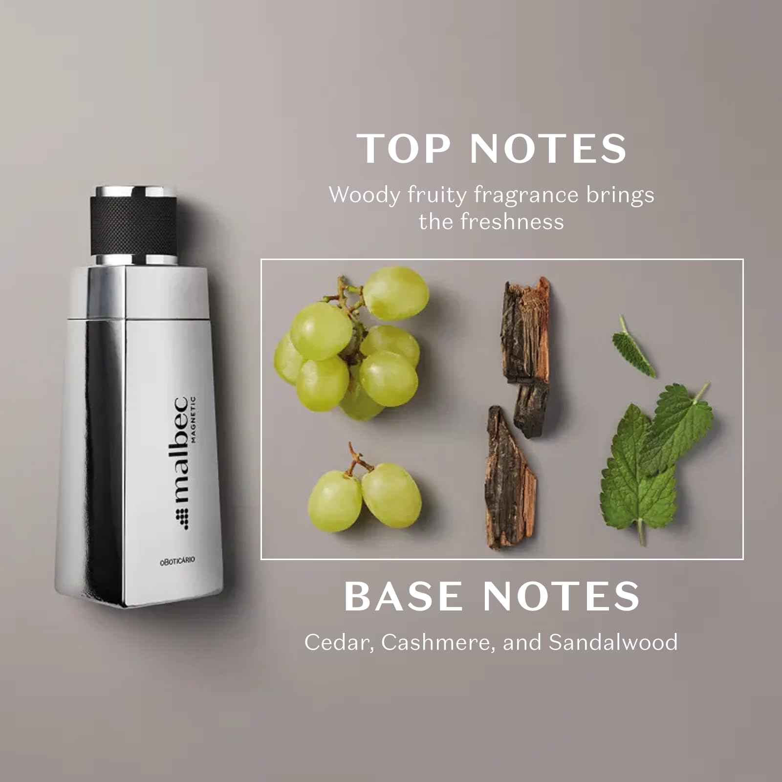 Malbec Magnetic Eau de Toilette for Men by O Boticario – Long-Lasting Woody-Fruity Scent, 3.3 oz