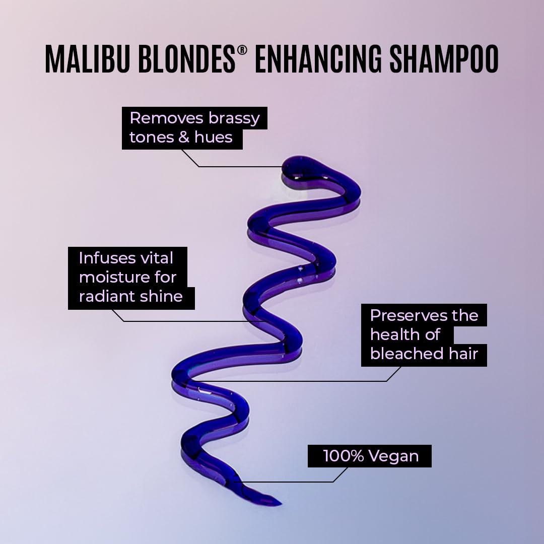 Malibu C Blondes Enhancing Shampoo & Conditioner Duo (33.8 oz) – Purple Tone for Blonde Hair Health & Shine