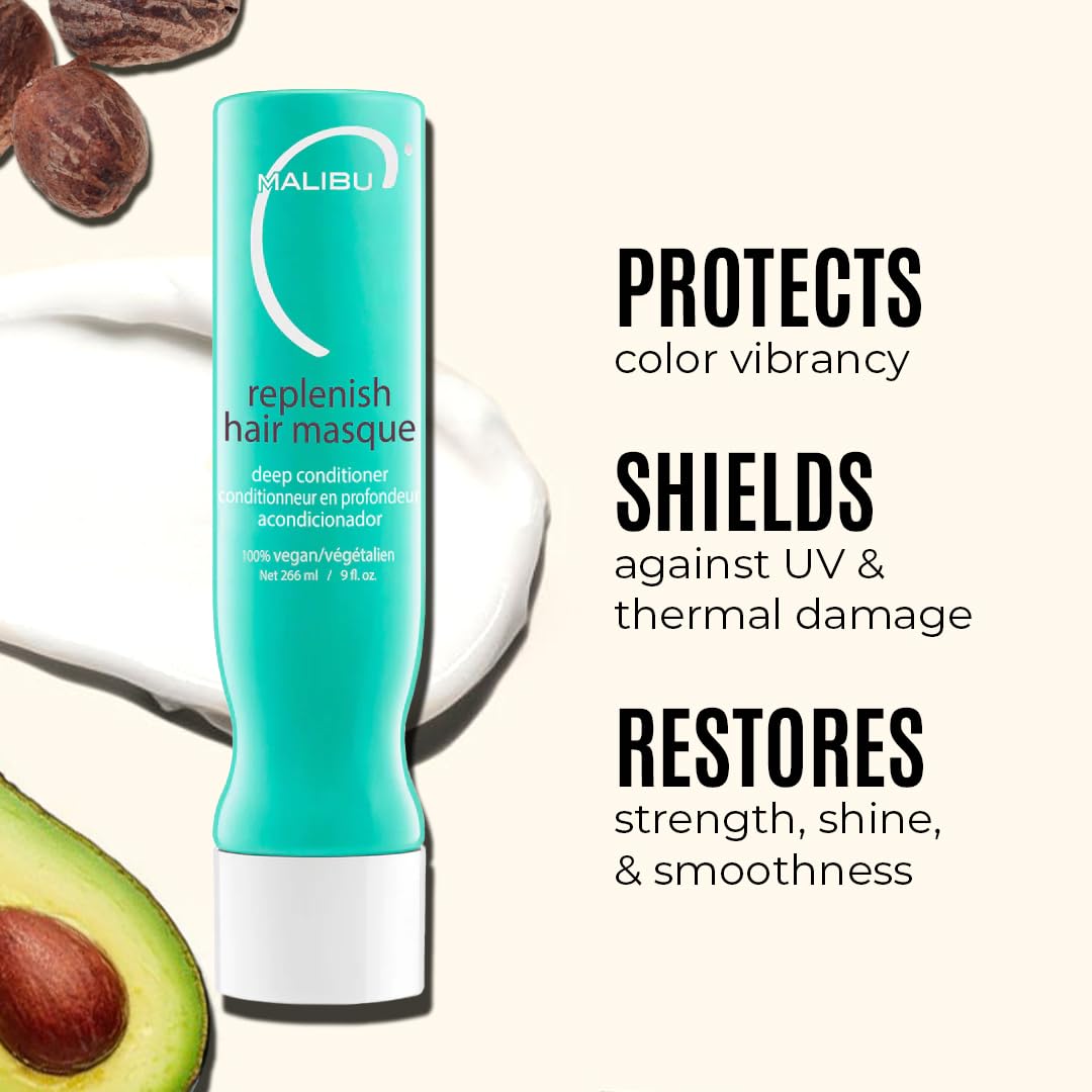 Malibu C Un-Do-Goo Shampoo & Replenish Hair Masque Duo – Clarifying Shampoo + Deep Conditioning Mask for Build-Up (33.8 oz)