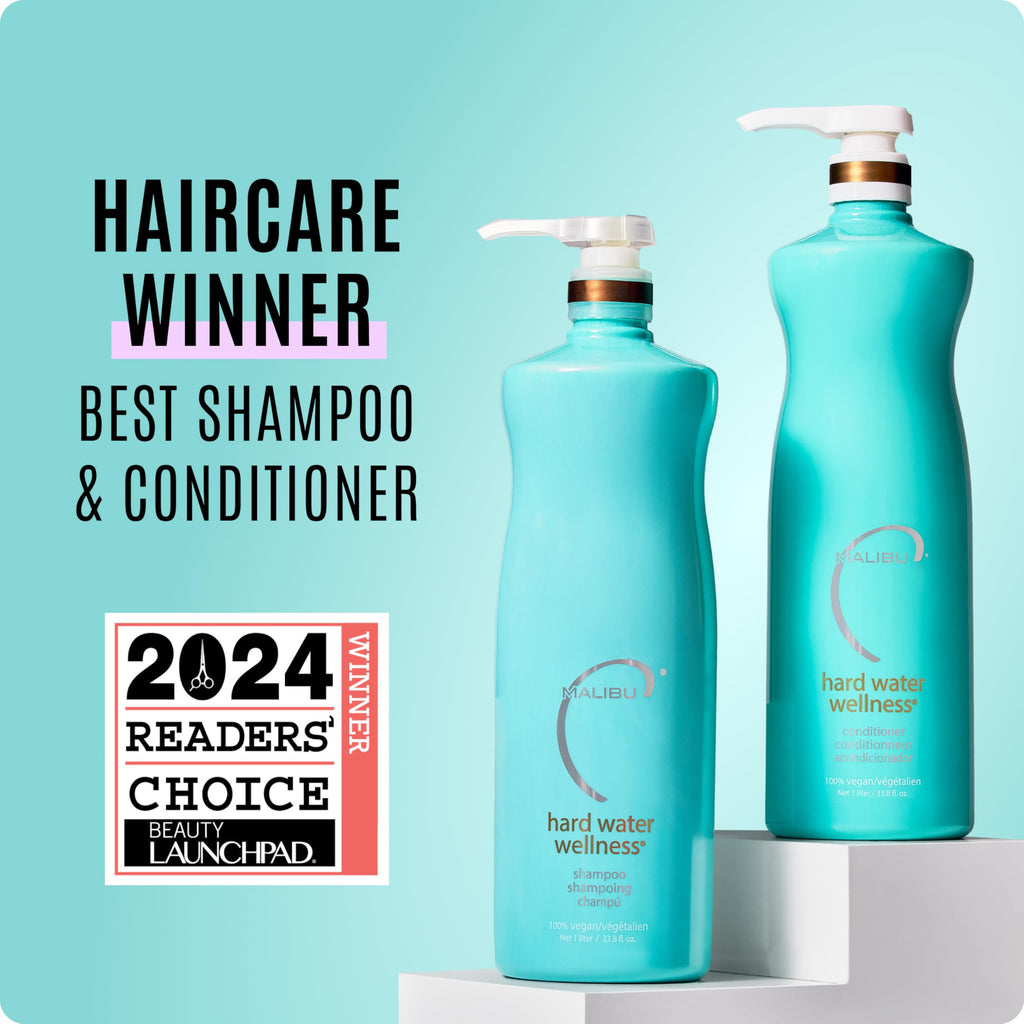 Malibu C Hard Water Wellness Shampoo & Conditioner Duo – Hydrating, Vegan, Sulfate-Free (33.8oz)