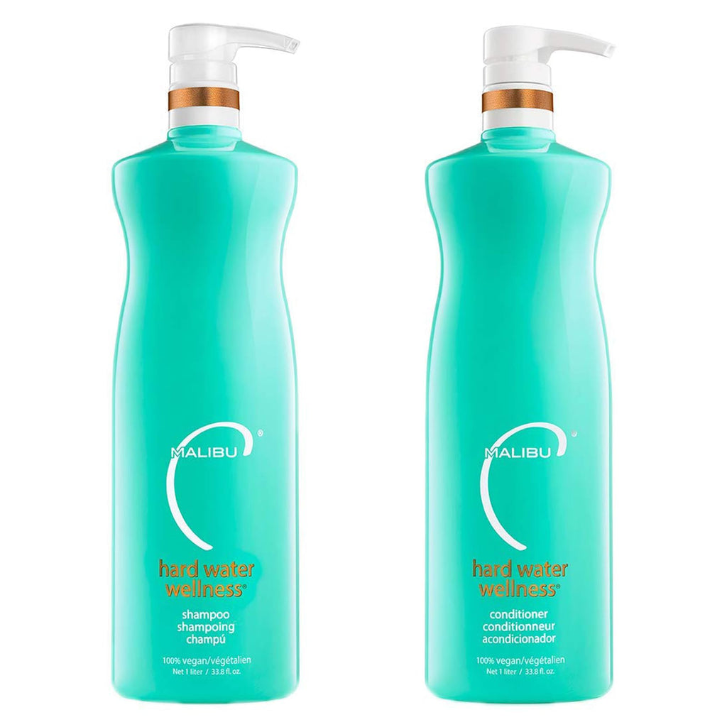 Malibu C Hard Water Wellness Shampoo & Conditioner Duo – Hydrating, Vegan, Sulfate-Free (33.8oz)