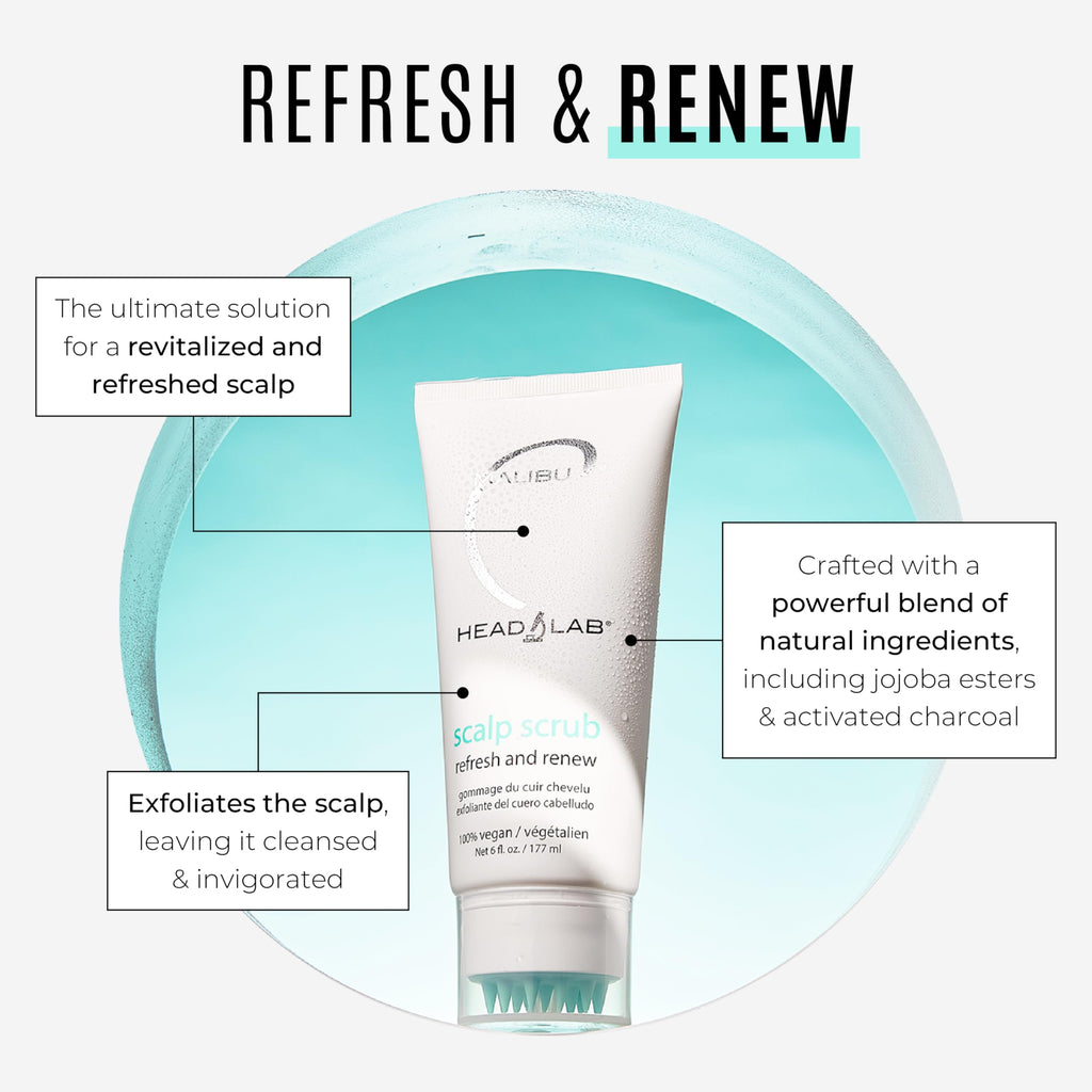 Malibu C Head Lab Scalp Scrub – Gentle Exfoliant with Activated Charcoal & Jojoba Esters (6 oz)