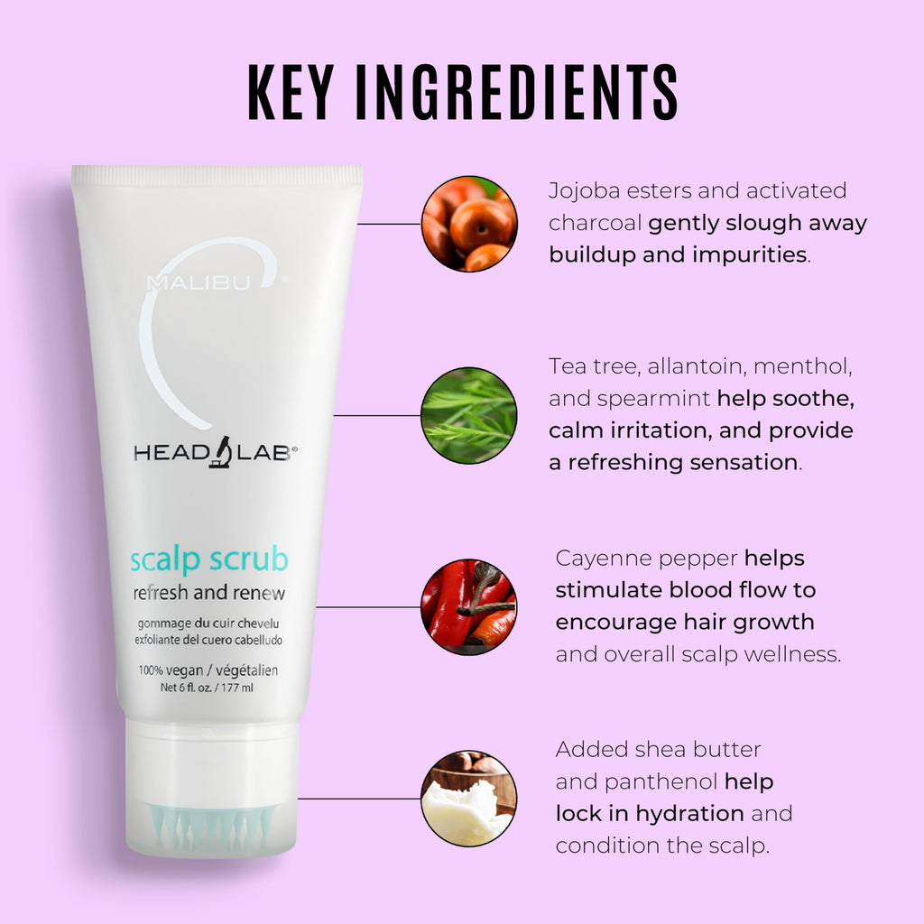 Malibu C Head Lab Scalp Scrub – Gentle Exfoliant with Activated Charcoal & Jojoba Esters (6 oz)