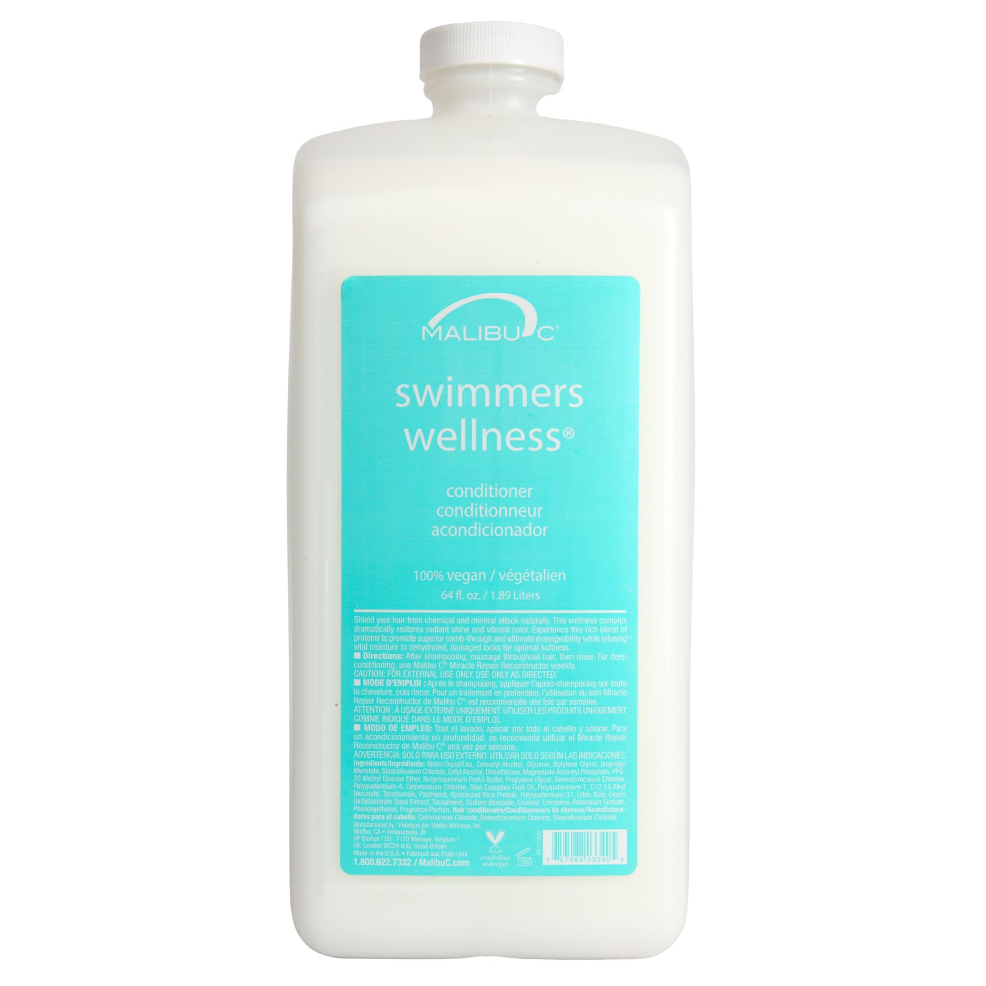Malibu C Swimmers Wellness Conditioner – Moisturizing Swim Hair Care (64oz)