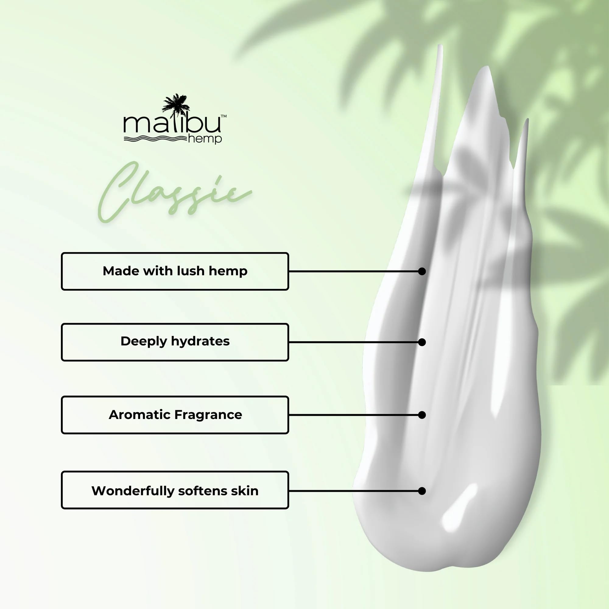 Malibu Hemp Classic Body Moisturizer – Hemp Seed Oil Lotion, Vegan, 18 oz