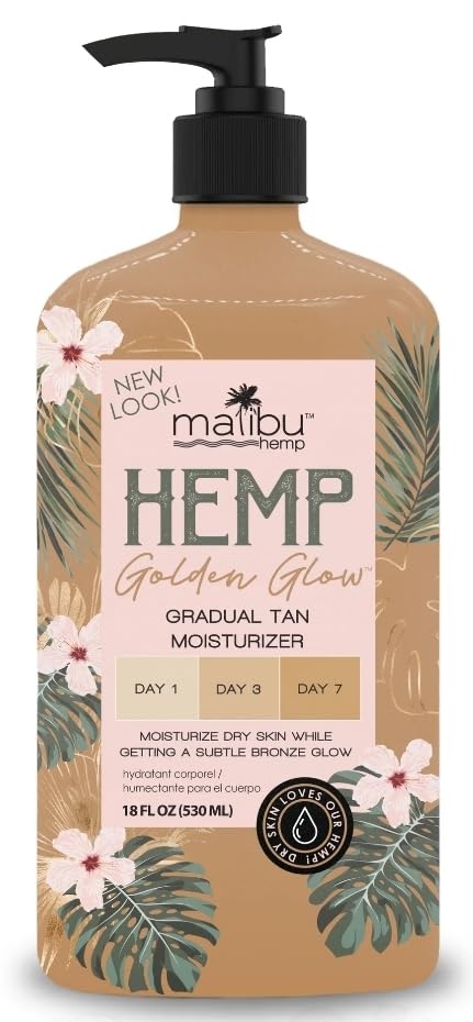 Malibu Tan Hemp Golden Glow Skin Firming Lotion – Medium Deep, 18 oz