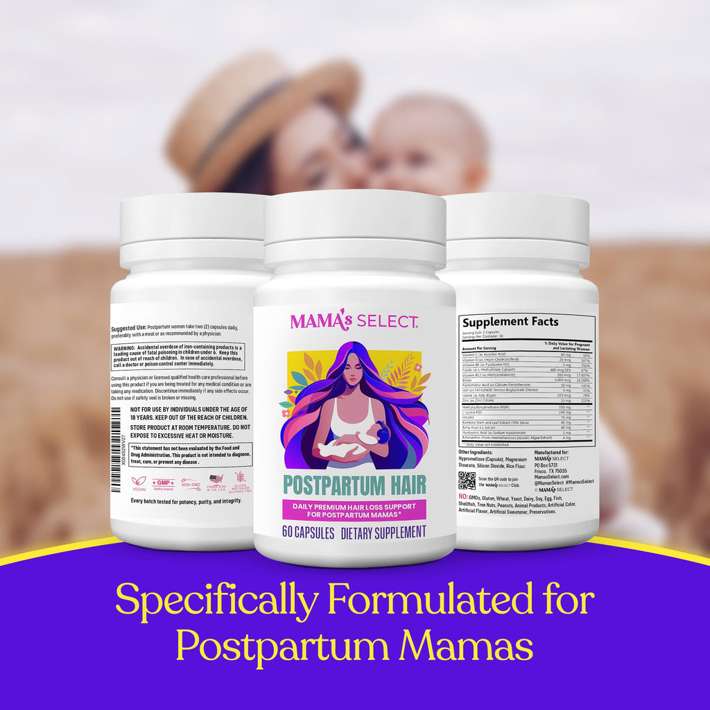 Mama’s Select Postpartum Hair Loss Vitamins – Reduce Shedding, Restore Thickness
