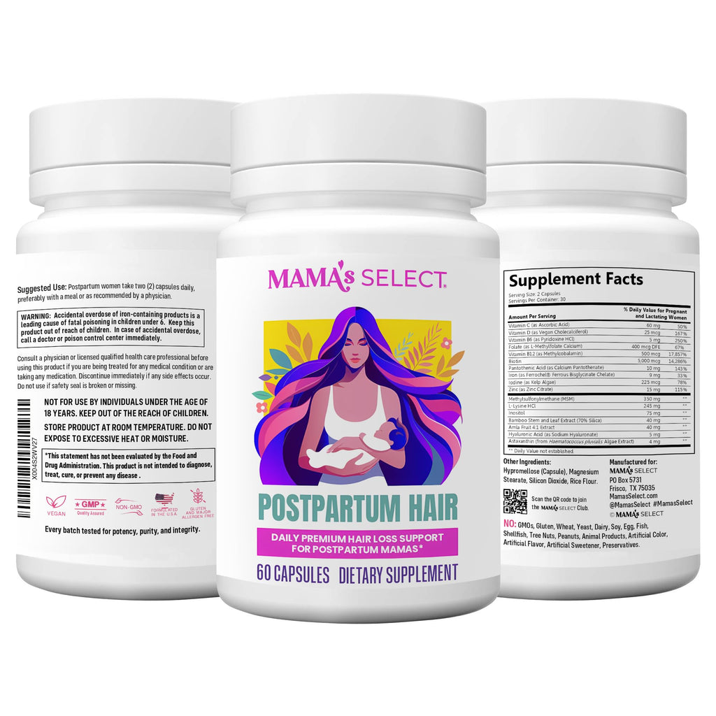 Mama’s Select Postpartum Hair Loss Vitamins – Reduce Shedding, Restore Thickness