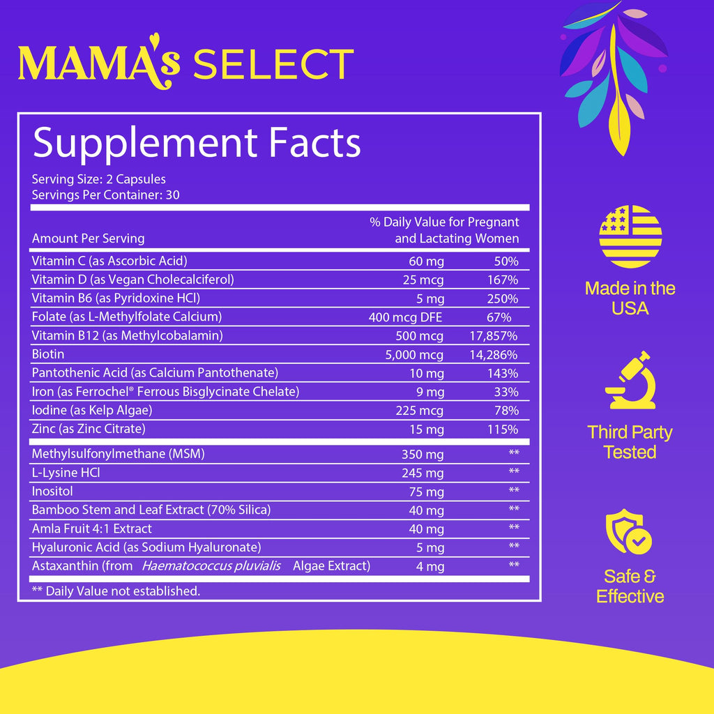 Mama’s Select Postpartum Hair Loss Vitamins – Reduce Shedding, Restore Thickness