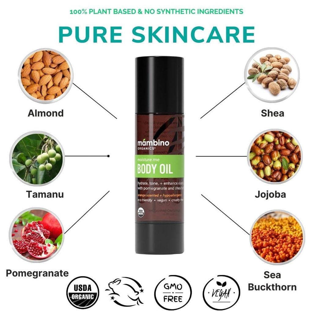 Mambino Organics Moisture Me Nourishing Body Oil – Lightweight, Fast-Absorbing Hydration (4 oz)