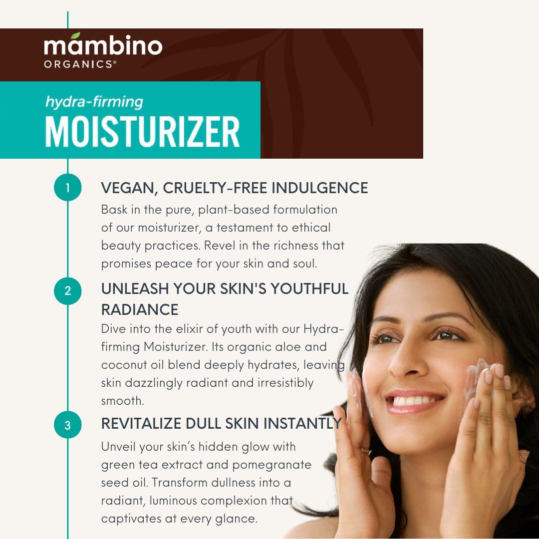 Hydra-Firming Face Moisturizer by Mambino Organics – Vegan, Lightweight Hydration (1.7 oz)