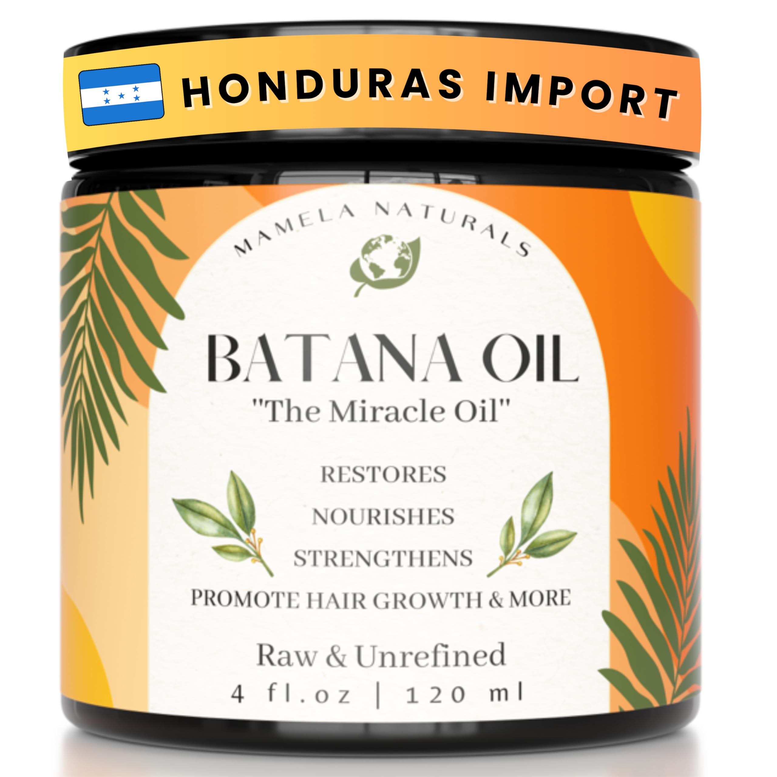 Mamela Naturals Raw Batana Oil for Hair Growth – Unrefined Honduran Batana Oil, 4oz