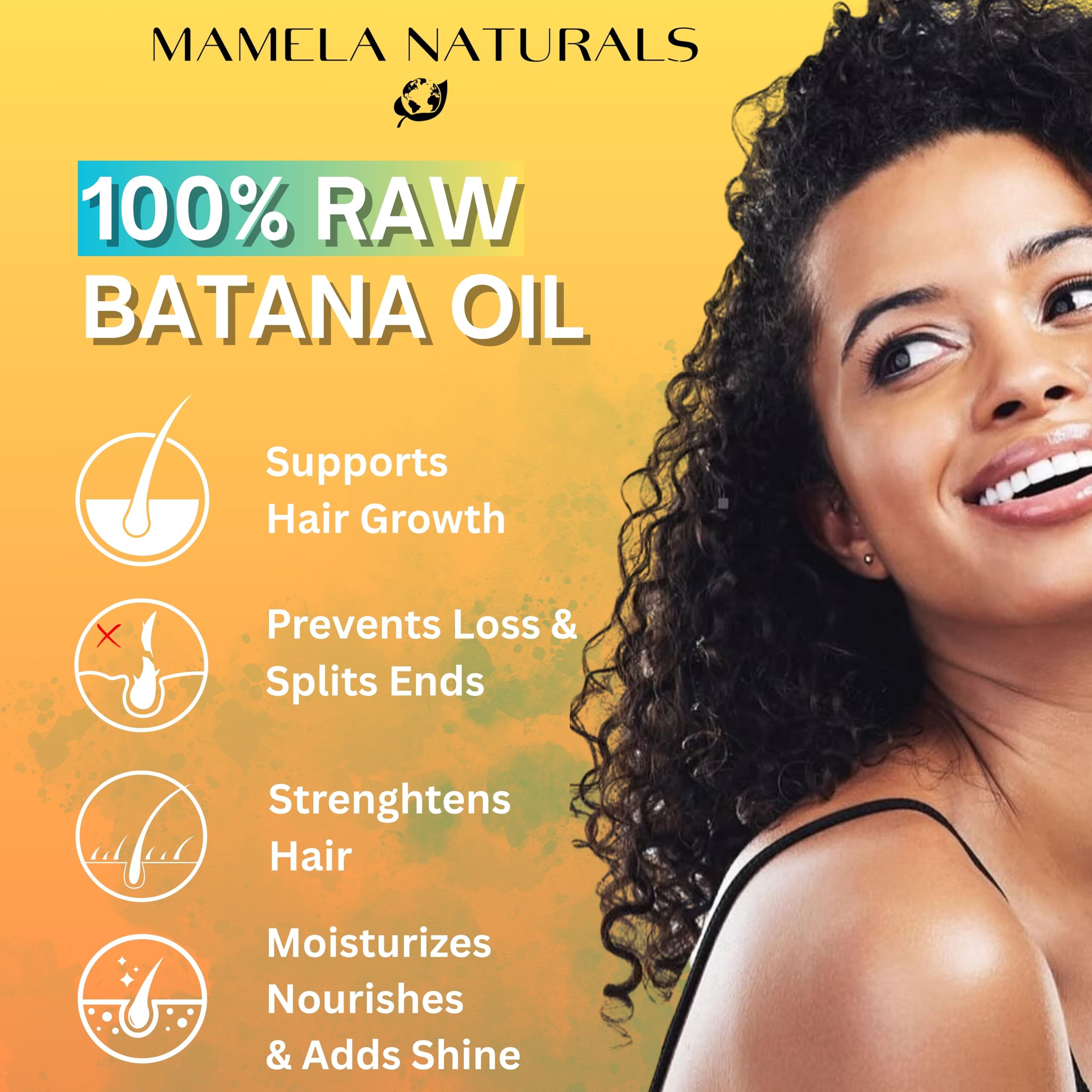 Mamela Naturals Raw Batana Oil for Hair Growth – Unrefined Honduran Batana Oil, 4oz