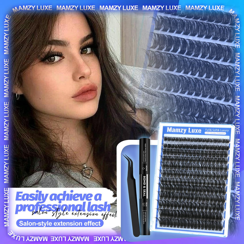 Mamzy Luxe Fluffy Lash Clusters Kit 100D 10-18mm | DIY Full-Volume Eyelash Extensions