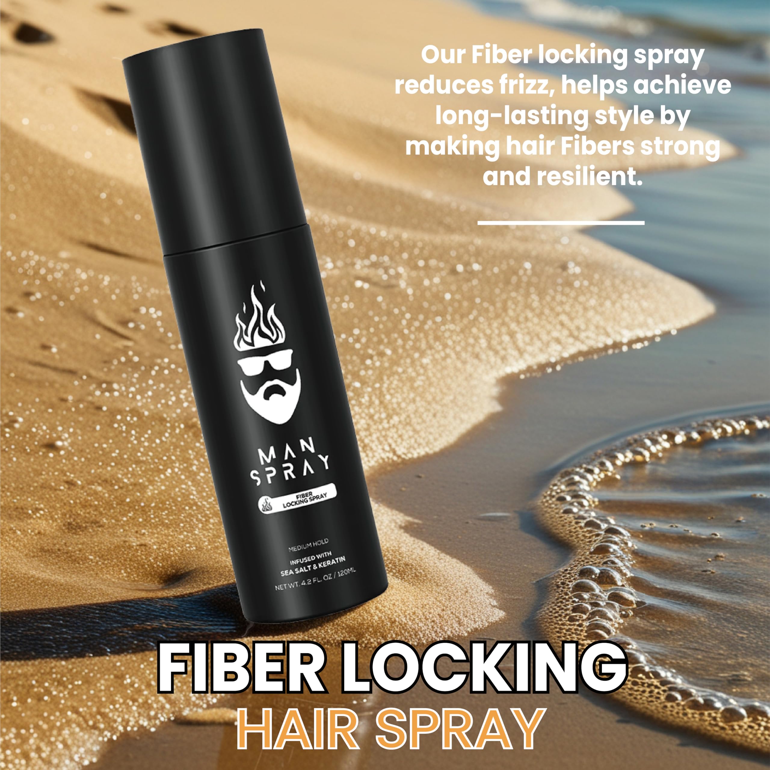 Man Essentials Hair Fiber Locking Spray – Sea Salt & Keratin for Lasting Hold | THE MAN KIT