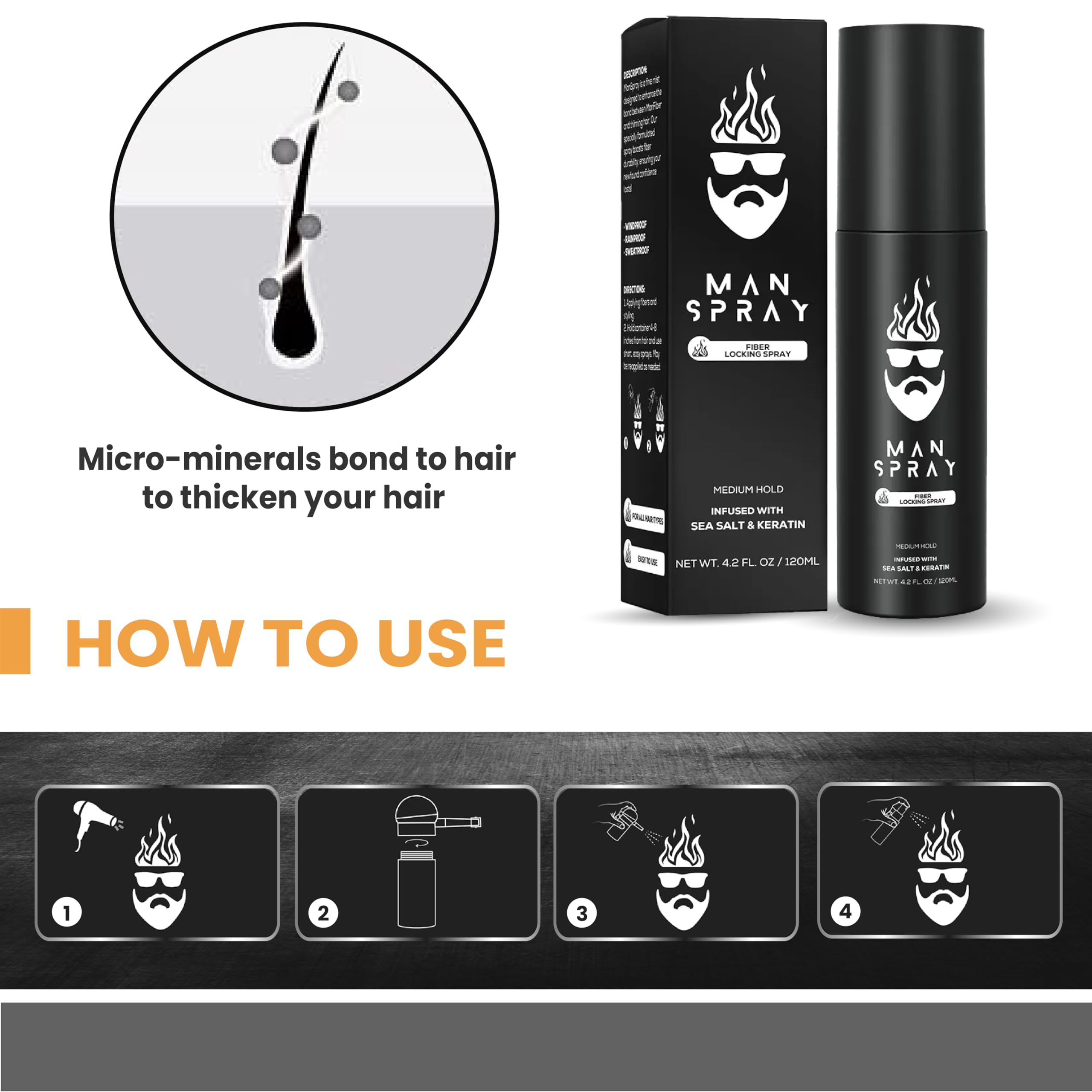 Man Essentials Hair Fiber Locking Spray – Sea Salt & Keratin for Lasting Hold | THE MAN KIT
