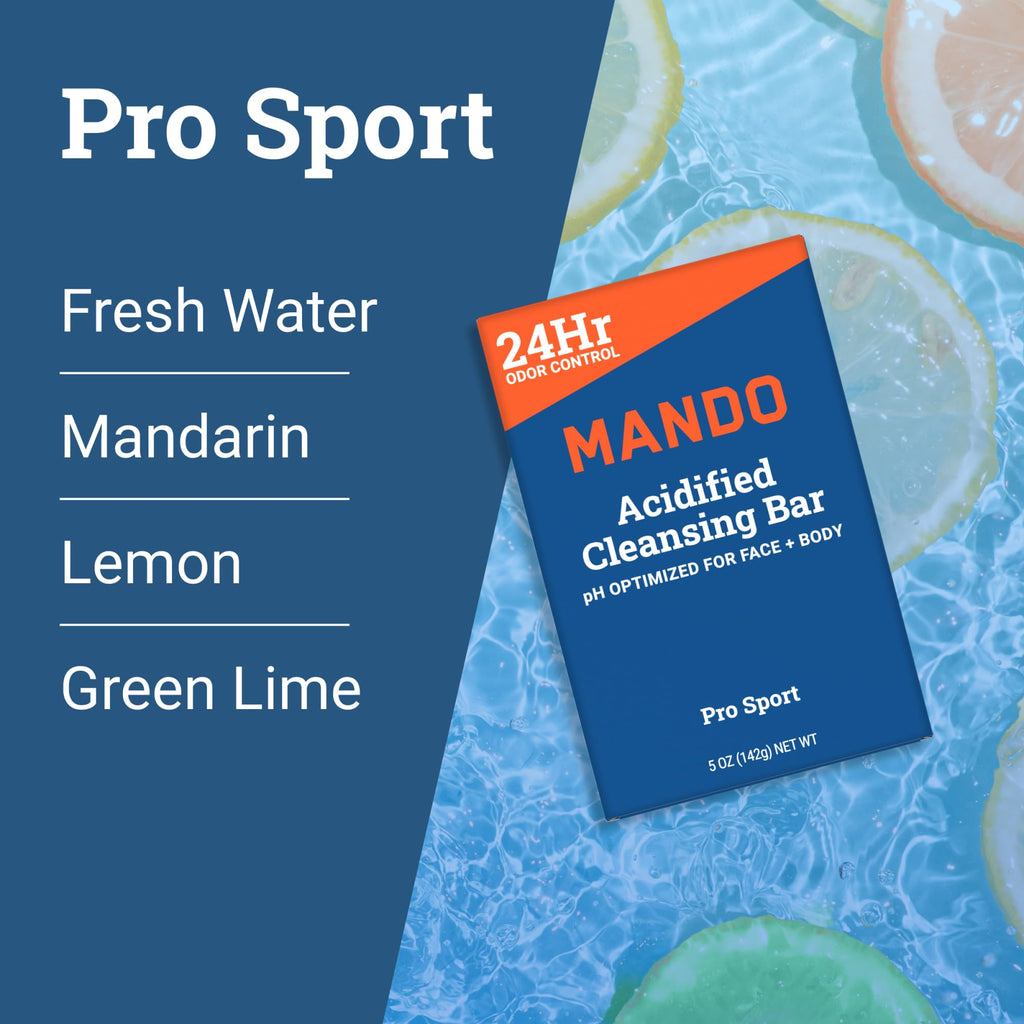 Mando 4-in-1 Acidified Cleansing Bar – 24-Hour Odor Control, Moisturizing, Pack of 2
