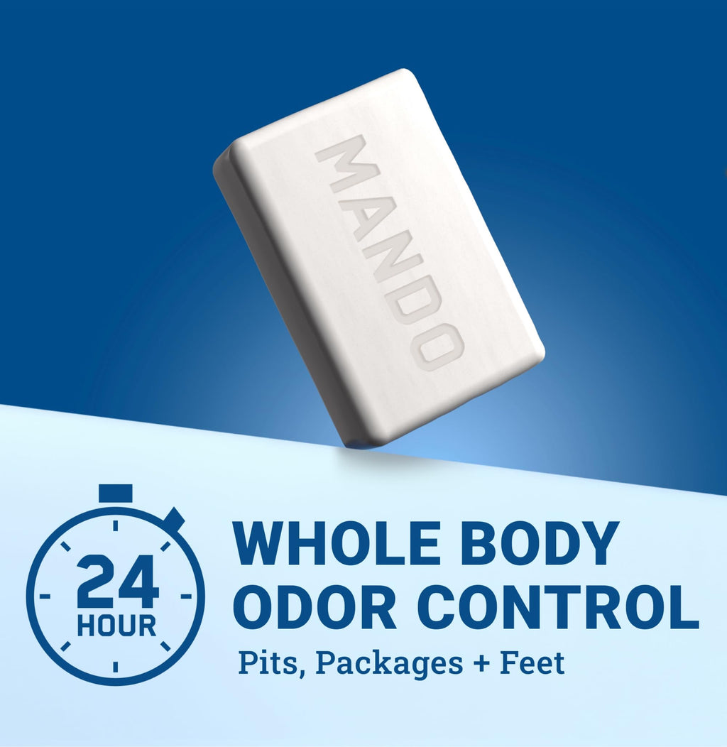Mando 4-in-1 Acidified Cleansing Bar – 24-Hour Odor Control, Moisturizing, Pack of 2