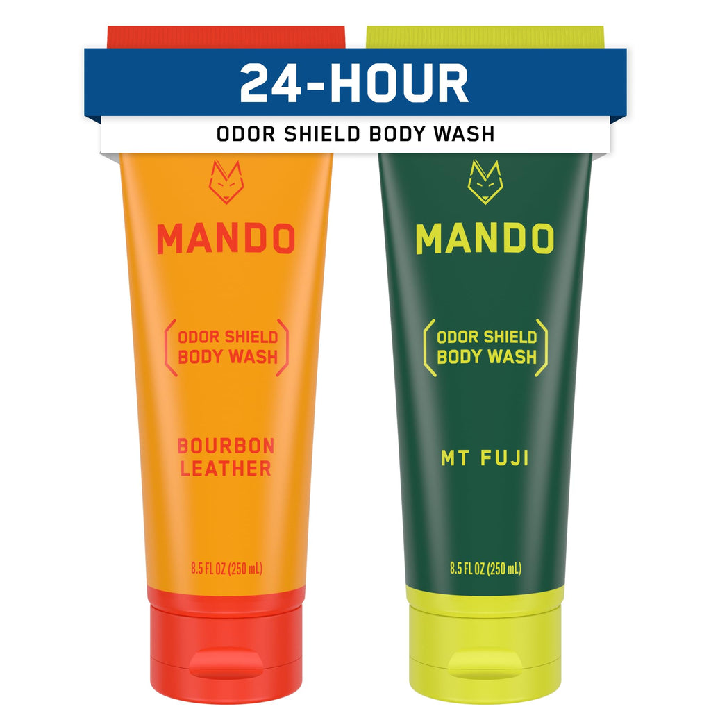 Mando Acidified Body Wash – 24-Hour Odor Control, SLS-Free, Bourbon Leather & Mt Fuji
