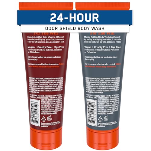 Mando Acidified Body Wash – 24-Hour Odor Control, SLS-Free, Bourbon Leather & Mt Fuji