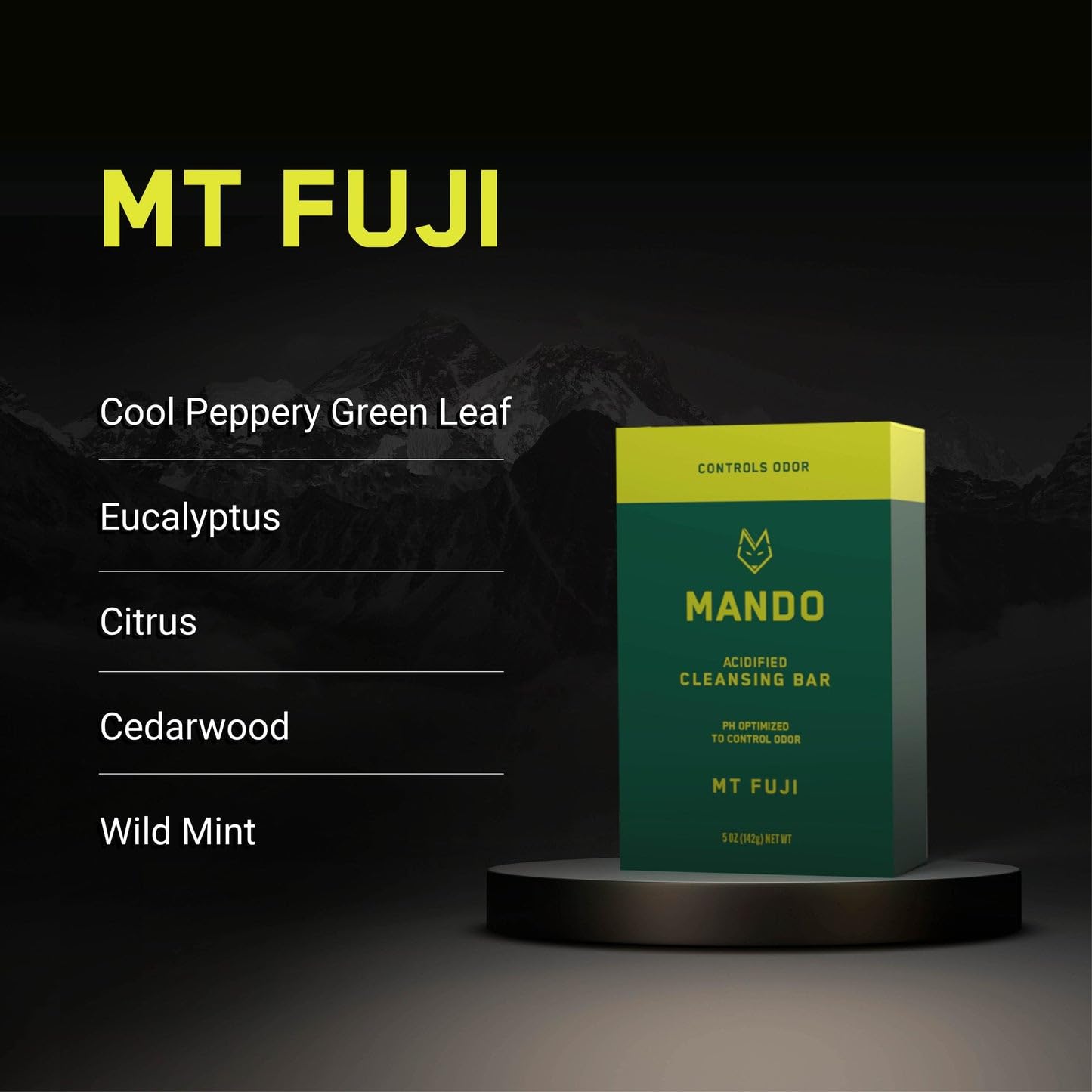 Mando Acidified Cleansing Bar — 24-Hour Odor Control | SLS Free | Mt Fuji