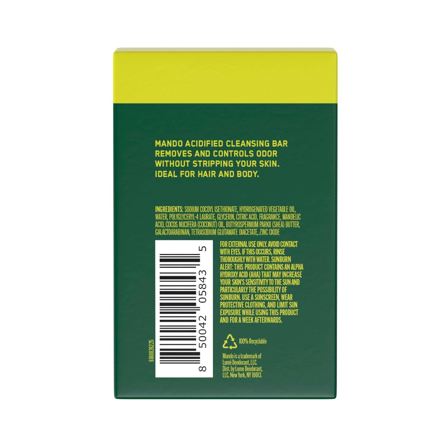 Mando Acidified Cleansing Bar — 24-Hour Odor Control | SLS Free | Mt Fuji