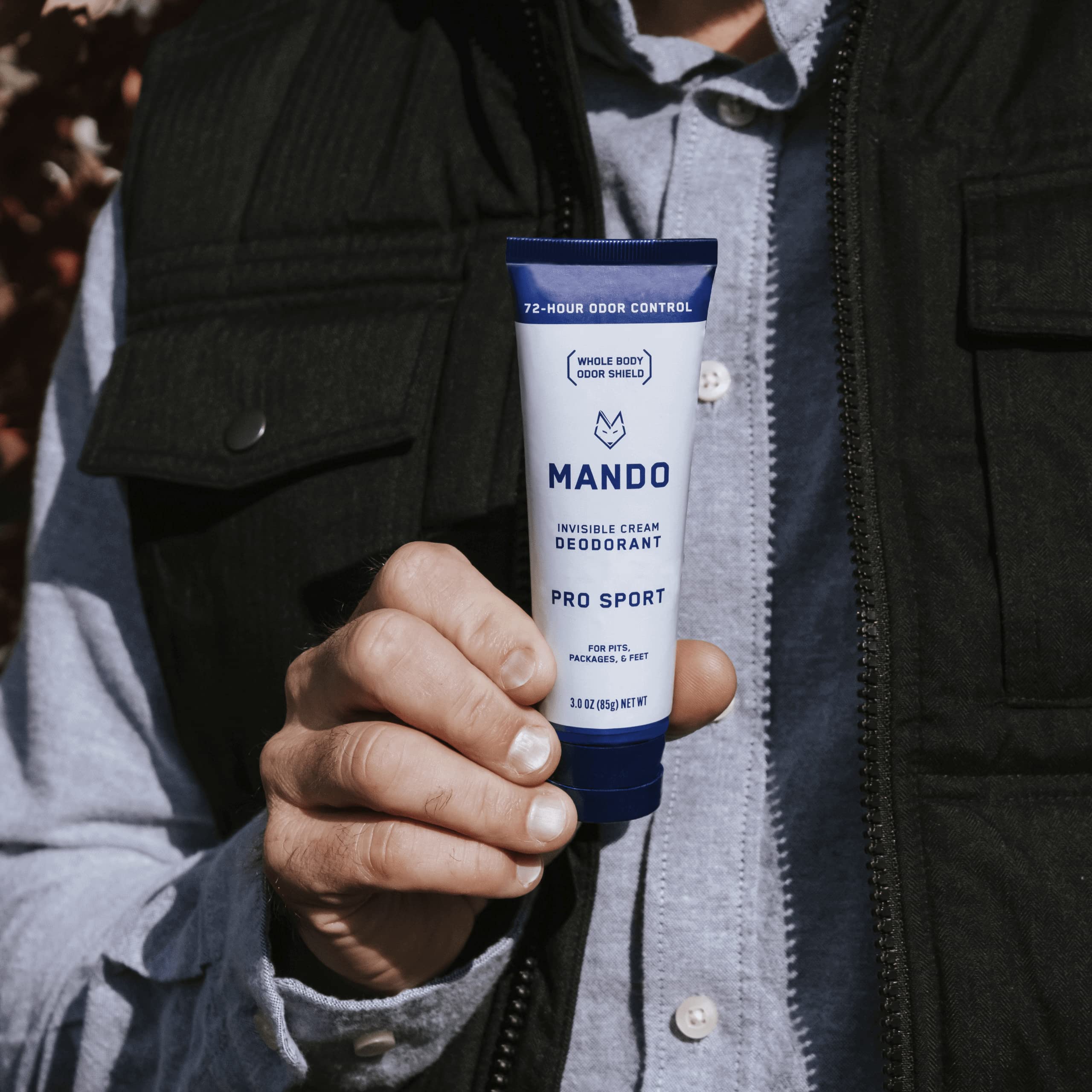 Mando Whole Body Deodorant for Men - Invisible Cream, 72-Hour Odor Control, Aluminum & Baking Soda Free (Pro Sport)