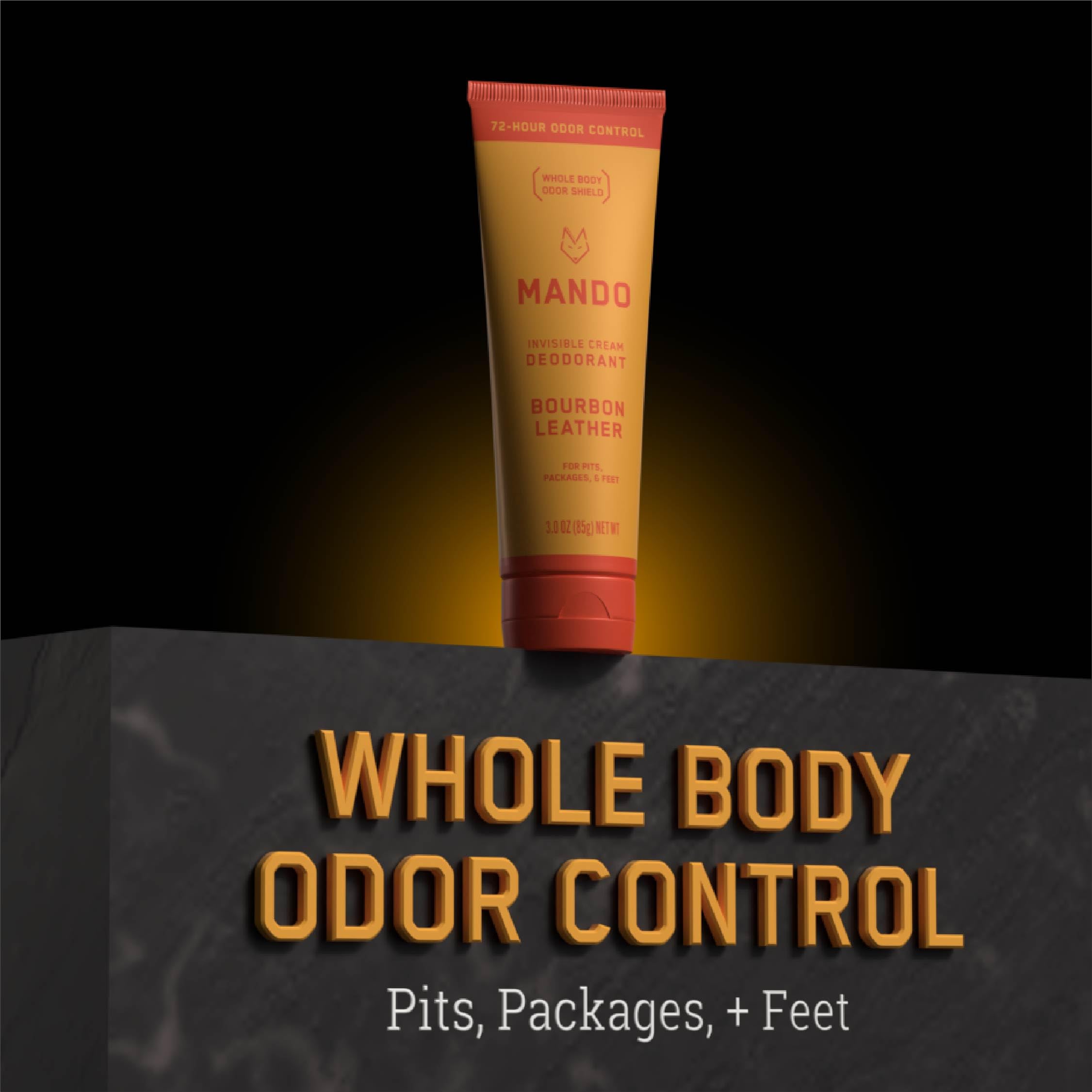 Mando Bourbon Leather Body Deodorant – 72 Hour Odor Control, Aluminum Free & Baking Soda Free | 3.0 oz Tube + 2.6 oz Solid Stick