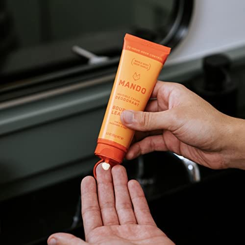 Mando Bourbon Leather Body Deodorant – 72 Hour Odor Control, Aluminum Free & Baking Soda Free | 3.0 oz Tube + 2.6 oz Solid Stick