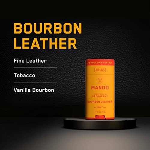 Mando Bourbon Leather Body Deodorant – 72 Hour Odor Control, Aluminum Free & Baking Soda Free | 3.0 oz Tube + 2.6 oz Solid Stick